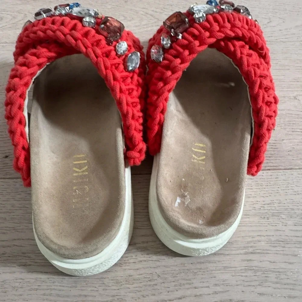 INUIKII Slipper Woven Stones Red color Size 38 (7.5)